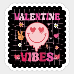 Groovy Valentine Vibes Valentines Day Shirts For Girl Women's Sticker